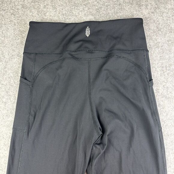 Free People FP Movement Shanti Straight Leg Pants Womens M Black Crossover Waist - Picture 6 of 15